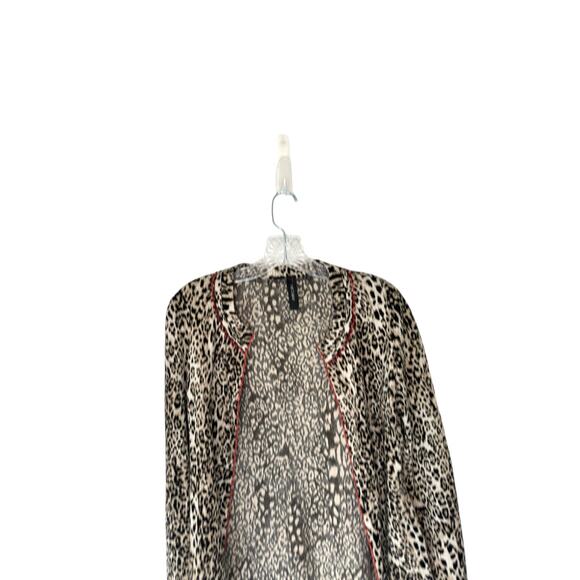 Marc Cain Cheetah Print Casual Stretch Long Sleeve Open Front Cardigan Size 2 - Picture 5 of 13